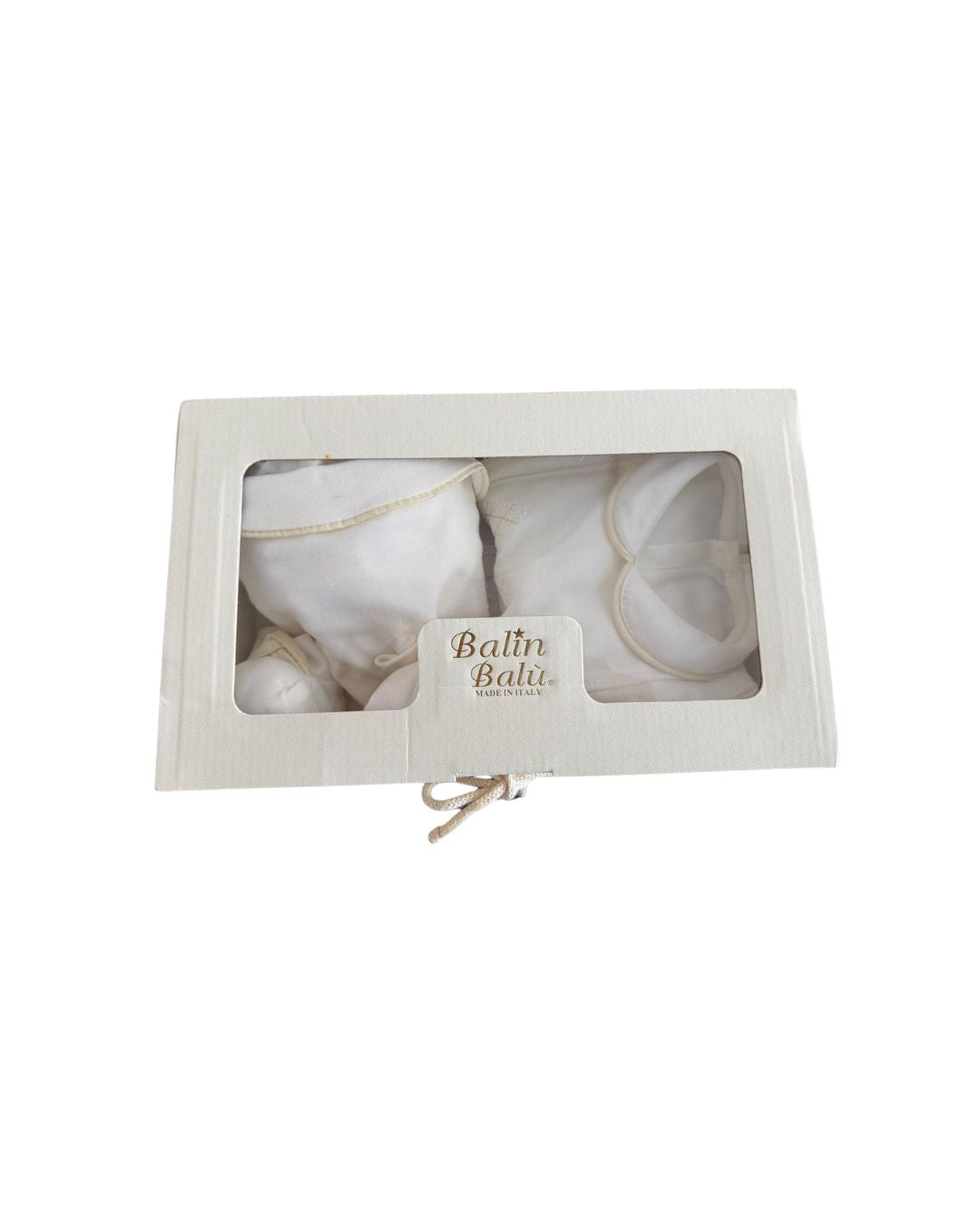 Tutina Nascita Crema "Dolci Nodi" in Cotone con Beanie Coordinato con Confezione Regalo Inclusa