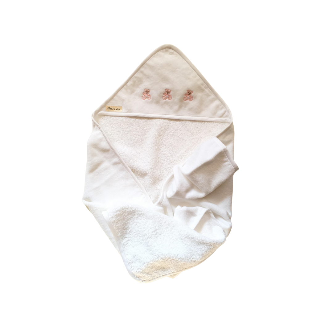 Accappatoio quadrato spugna - 1051 Bianco/rosa