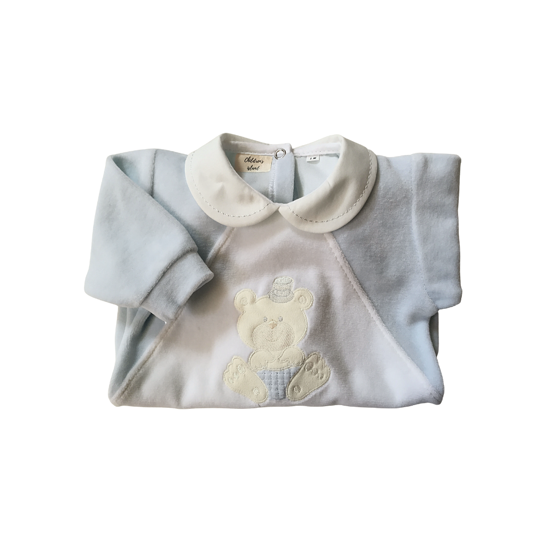 Tutina di ciniglia cielo/bianco 1083