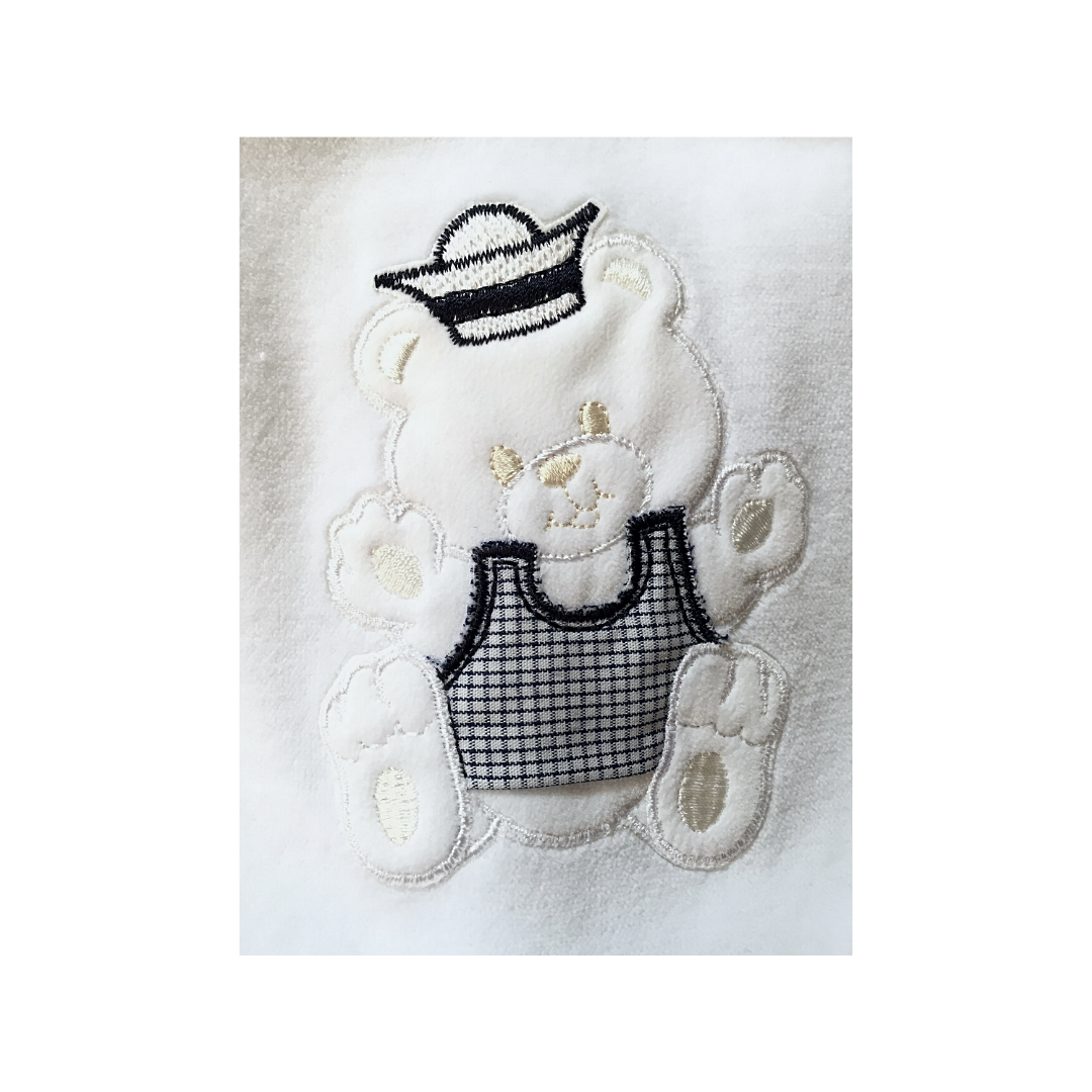 Tutina di ciniglia bianco/blu 1084