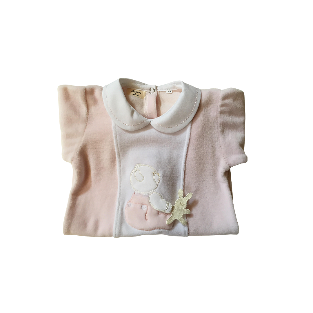Tutina di ciniglia rosa/bianco 1085