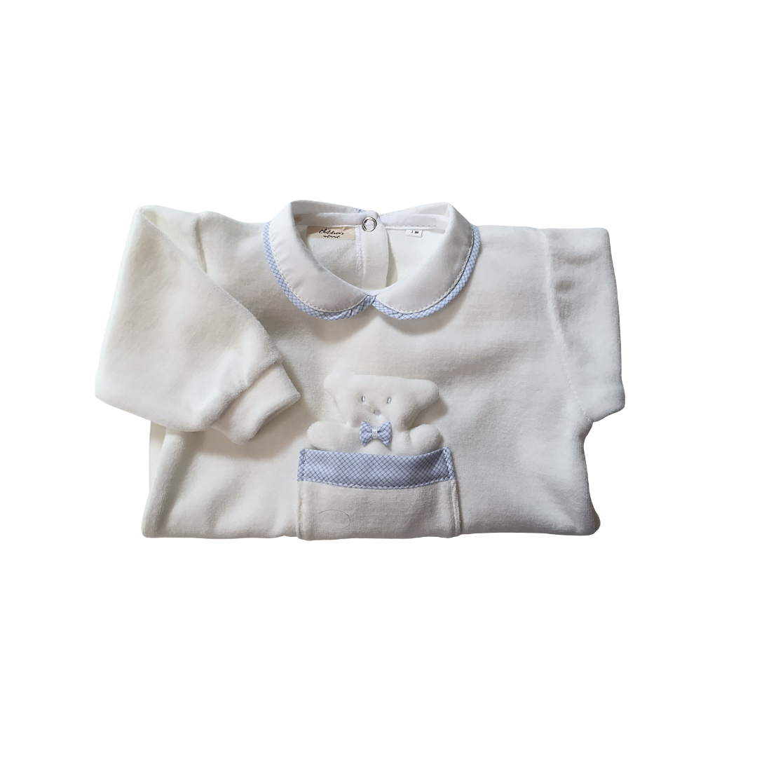 Tutina di ciniglia bianco/cielo 1087