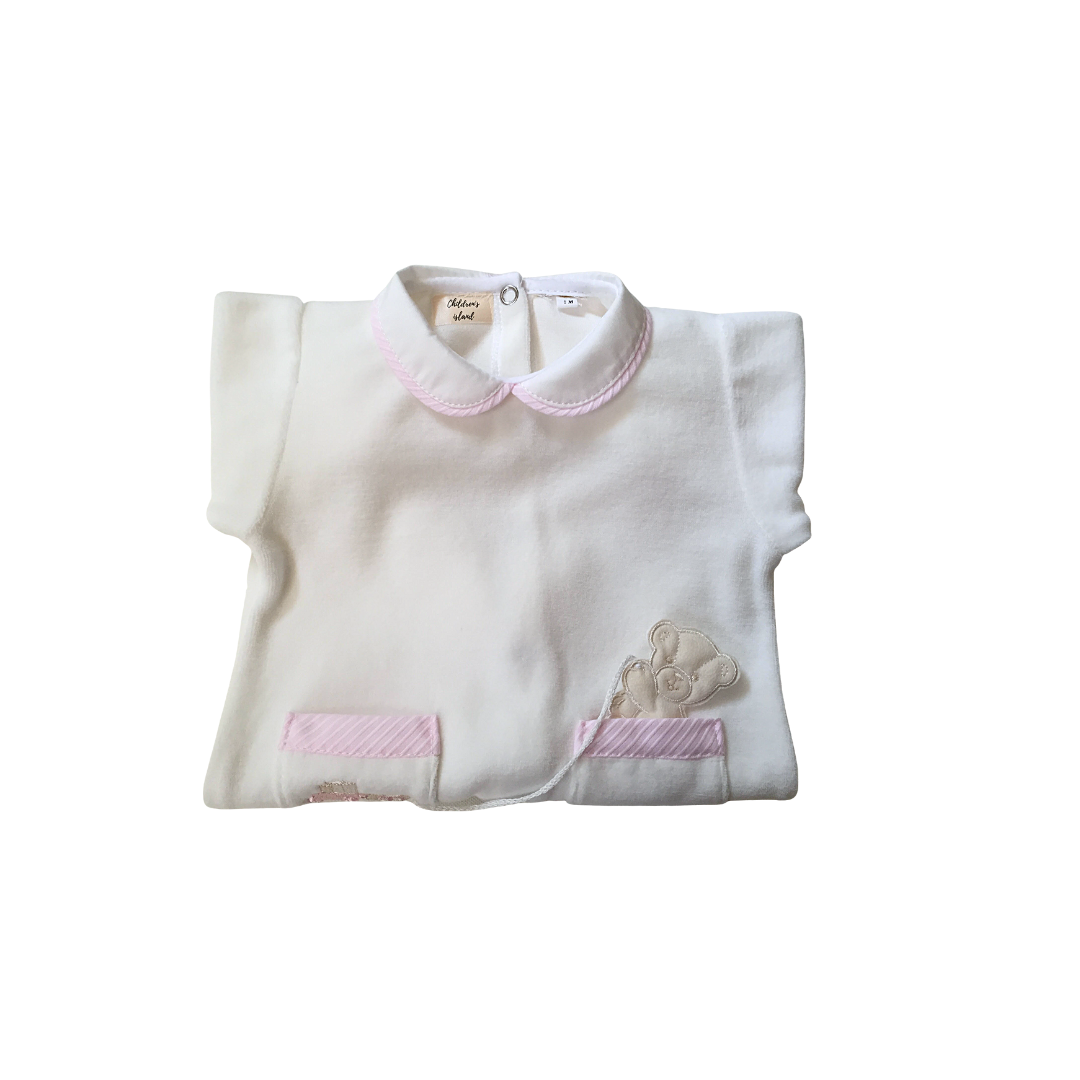 Tutina di ciniglia bianco/rosa 1088