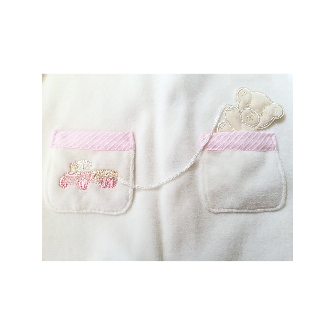 Tutina di ciniglia bianco/rosa 1088
