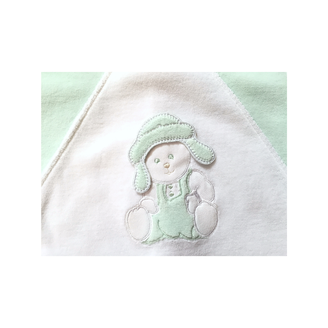 Tutina di ciniglia bianco/verde 1096