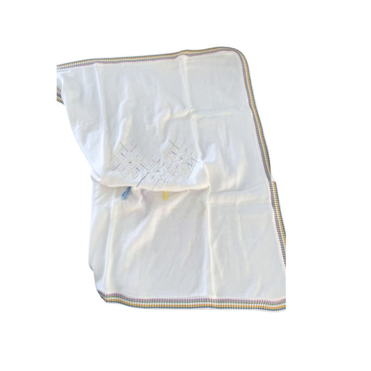 Copertina per Neonati Ultra Morbida in Cotone Organico con Ricamo a Maglia