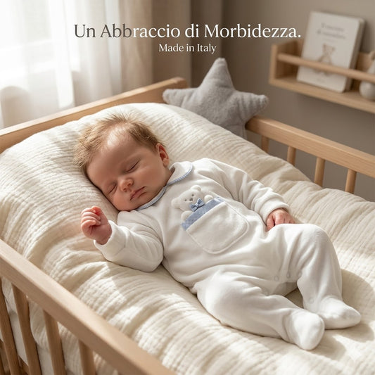 Tutina di ciniglia bianco/cielo 1087