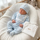 Set Nascita Azzurro in jersey "Dolce Orsetto" con Beanie e Body