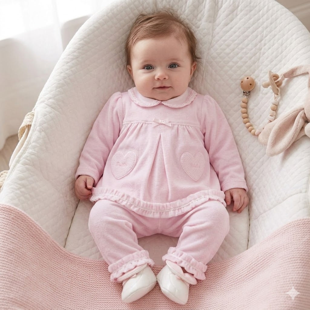 Completo "Primi Sogni" in Jersey di Cotone – Rosa Nuvola