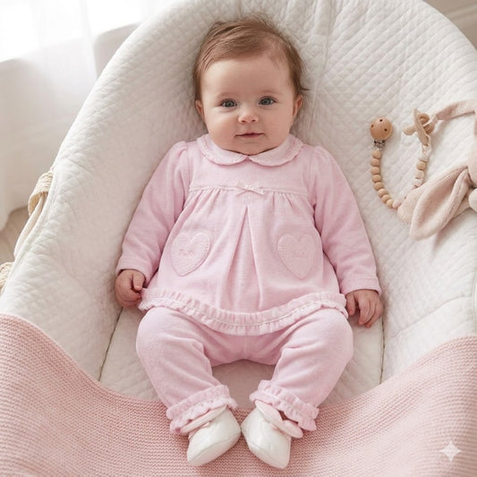 Completo "Primi Sogni" in Jersey di Cotone – Rosa Nuvola