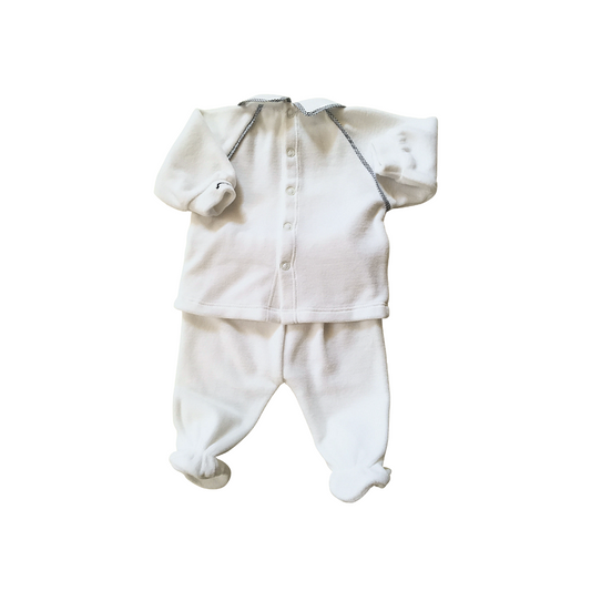 Coprifasce e ghettina di ciniglia bianco/blu 1094