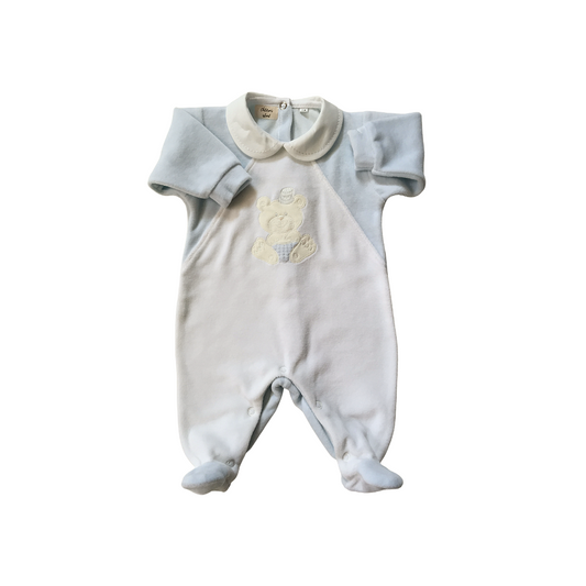 Tutina di ciniglia cielo/bianco 1083