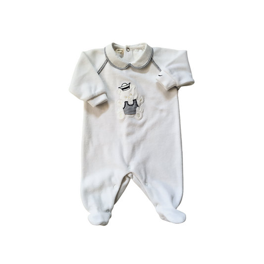 Tutina di ciniglia bianco/blu 1084