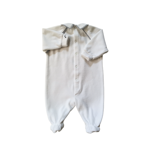 Tutina di ciniglia bianco/blu 1084