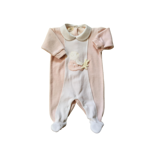 Tutina di ciniglia rosa/bianco 1085