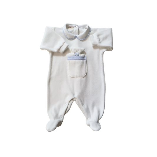 Tutina di ciniglia bianco/cielo 1087