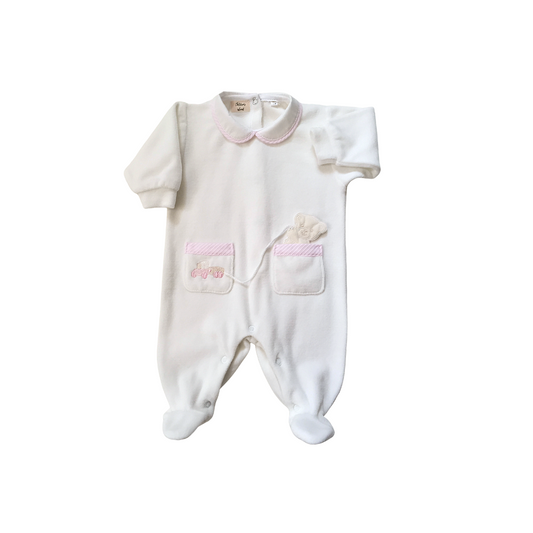 Tutina di ciniglia bianco/rosa 1088