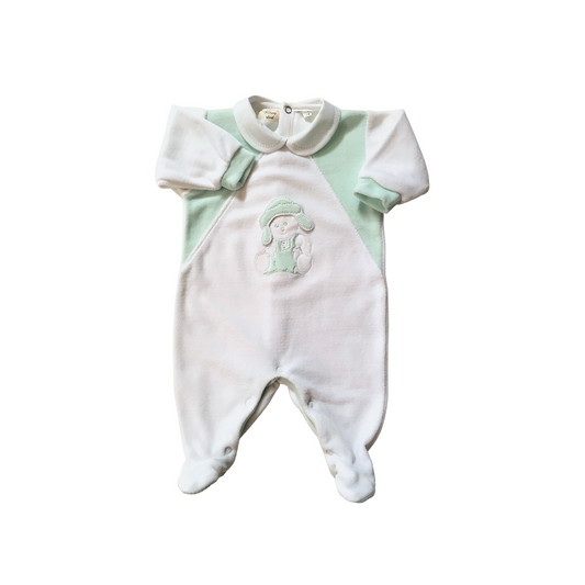 Tutina di ciniglia bianco/verde 1096